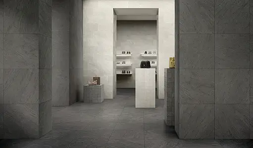 Background tile, Effect stone,other stones, Color grey,black, Unglazed porcelain stoneware, 60x60 cm, Finish antislip