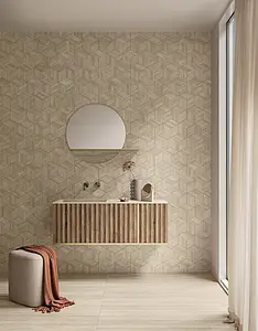 Background tile, Effect travertine, Color beige, Unglazed porcelain stoneware, 120x120 cm, Finish Honed