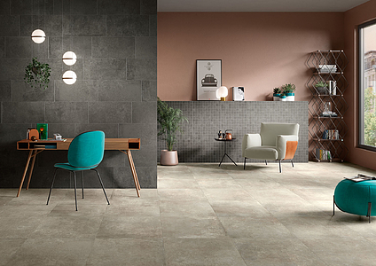 Background tile, Effect concrete,other stones, Color grey,brown, Unglazed porcelain stoneware, 60x60 cm, Finish antislip