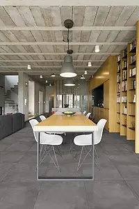Effekt beton, Farve sort, Grundflise, Glaseret porcelænsstentøj, 60x60 cm, Overflade skridsikker