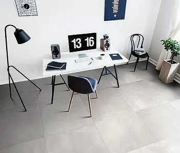 Effekt beton, Farve grå,hvid, Grundflise, Uglaseret porcelænsstentøj, 90x90 cm, Overflade skridsikker