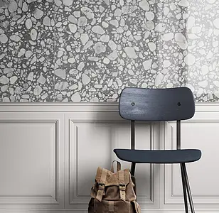 Background tile, Effect terrazzo, Color grey, Glazed porcelain stoneware, 118x236 cm, Finish polished