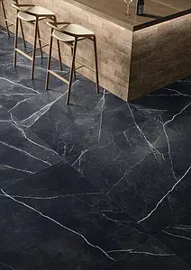 Background tile, Effect other marbles, Color black, Unglazed porcelain stoneware, 120x120 cm, Finish Honed