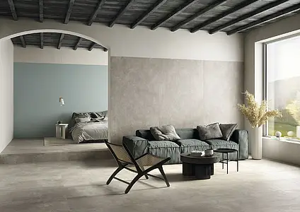 Grundflise, Effekt beton, Farve grå, Glaseret porcelænsstentøj, 60x120 cm, Overflade mat