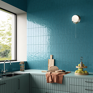 Background tile, Effect brick,unicolor, Color navy blue, Glazed porcelain stoneware, 8.2x25 cm, Finish glossy