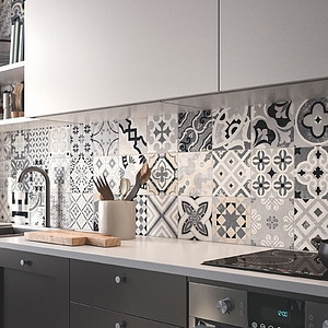 Opus Porcelain Tiles produced by Casalgrande Padana, Style patchwork, faux encaustic tiles