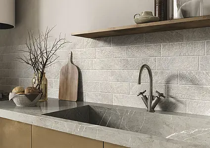 Background tile, Effect stone,brick,other stones, Color grey, Unglazed porcelain stoneware, 8.2x25 cm, Finish antislip