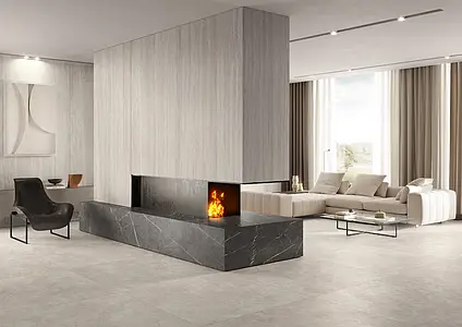 Background tile, Effect travertine, Color grey, Glazed porcelain stoneware, 120x120 cm, Finish matte