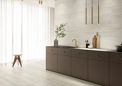 Background tile, Effect travertine, Color beige, Glazed porcelain stoneware, 60x120 cm, Finish antislip