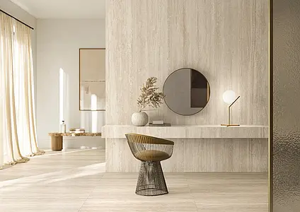 Background tile, Effect travertine, Color beige, Glazed porcelain stoneware, 120x278 cm, Finish matte
