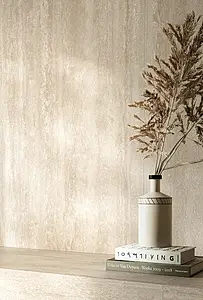 Background tile, Effect travertine, Color beige, Glazed porcelain stoneware, 120x278 cm, Finish matte