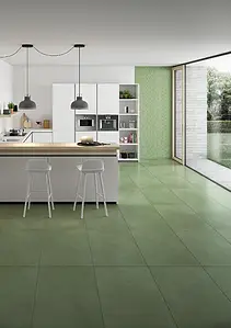 Basistegels, Effect betonlook, Kleur groene, Ongeglazuurd porseleinen steengoed, 45x90 cm, Oppervlak mat