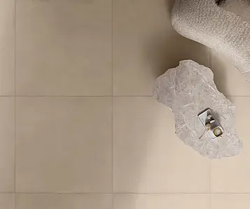 Basistegels, Look terracotta-look, Kleur beige, Ongeglazuurd porseleinen steengoed, 120x120 cm, Oppervlak antislip