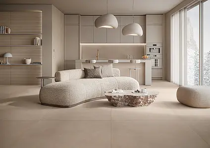 Basistegels, Look terracotta-look, Kleur beige, Ongeglazuurd porseleinen steengoed, 120x278 cm, Oppervlak antislip