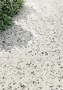 Piastrella di fondo, Effetto terrazzo, Colore bianco, Gres porcellanato non smaltato, 60x60 cm, Superficie opaca