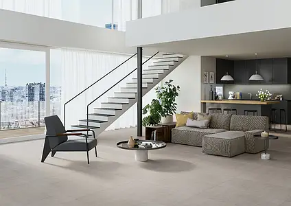 Bakgrunnsflis, Effekt konkret, Farge beige, Uglasert porselenssteintøy, 60x120 cm, Overflate sklisikker