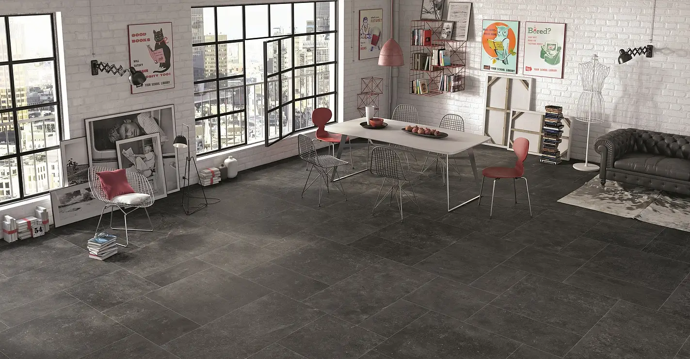 Background tile, Effect stone,other stones, Color black, Unglazed porcelain stoneware, 30x60 cm, Finish antislip