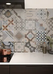 Background tile, Effect faux encaustic tiles, Color multicolor, Style patchwork, Unglazed porcelain stoneware, 20x20 cm, Finish antislip