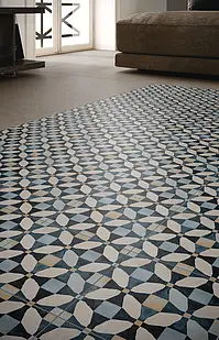 Grundflise, Effekt marokkanske fliser, Farve med flere farver, Uglaseret porcelænsstentøj, 20x20 cm, Overflade skridsikker