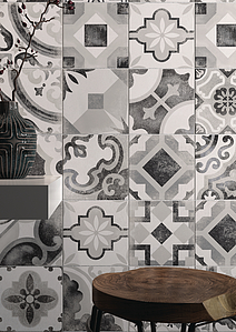 Carrelage grès cérame Cementine fabrication de Ceramiche Castelvetro, Style patchwork, imitation carreaux de ciment