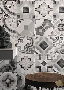 Carrelage, Effet imitation carreaux de ciment, Teinte multicolore, Style patchwork, Grès cérame non-émaillé, 20x20 cm, Surface antidérapante