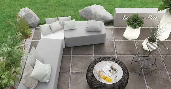 Grundflise, Effekt sten,beton,other stones, Farve grå, Uglaseret porcelænsstentøj, 60x60 cm, Overflade skridsikker