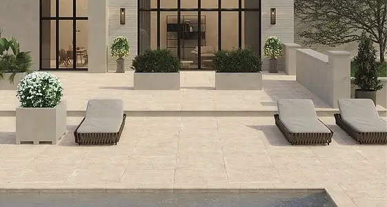 Bakgrundskakel, Textur betong, Färg vit, Oglaserad granitkeramik, 100x100 cm, Yta halksäker