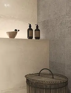 Grundflise, Effekt beton, Farve grå,brun, Uglaseret porcelænsstentøj, 30x60 cm, Overflade skridsikker