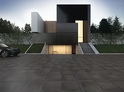 Bakgrundskakel, Textur betong, Färg svart, Oglaserad granitkeramik, 60x60 cm, Yta halksäker