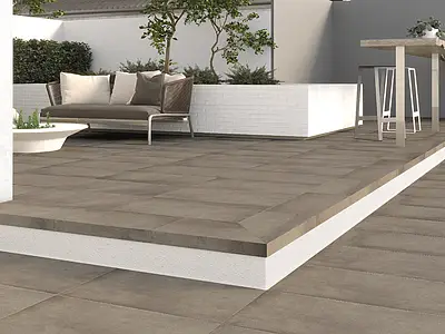 Effekt beton, Farve grå,brun, L-element, Uglaseret porcelænsstentøj, 30x60 cm, Overflade skridsikker