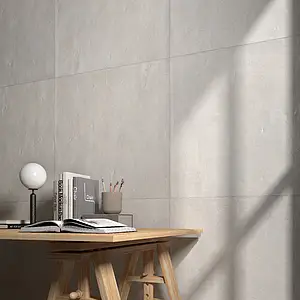 Background tile, Effect concrete, Color white, Unglazed porcelain stoneware, 60x60 cm, Finish antislip