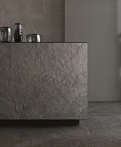 Background tile, Effect stone,slate, Color grey,black, Unglazed porcelain stoneware, 100x100 cm, Finish antislip