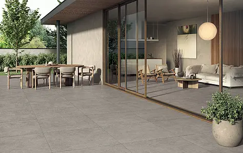 Background tile, Effect concrete, Color grey, Unglazed porcelain stoneware, 100x100 cm, Finish antislip