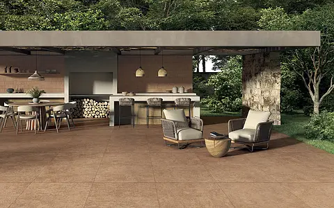 Background tile, Effect concrete, Color brown,orange, Unglazed porcelain stoneware, 100x100 cm, Finish antislip