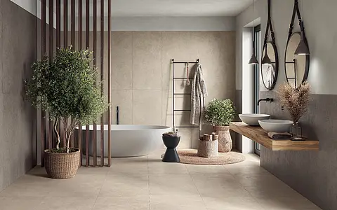 Background tile, Effect concrete, Color beige, Unglazed porcelain stoneware, 60x120 cm, Finish antislip
