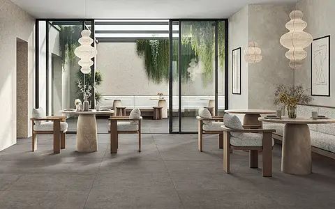 Background tile, Effect concrete, Color grey,brown, Unglazed porcelain stoneware, 100x100 cm, Finish antislip