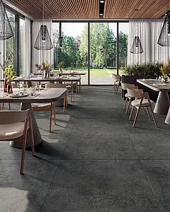 Background tile, Effect concrete, Color black, Unglazed porcelain stoneware, 100x100 cm, Finish antislip