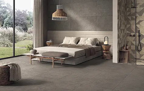 Background tile, Effect concrete, Color brown, Unglazed porcelain stoneware, 60x120 cm, Finish antislip
