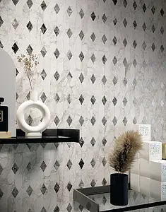 Mosaic tile, Effect stone, Color grey,white, Style art déco, Glazed porcelain stoneware, 31x34 cm, Finish semi-polished