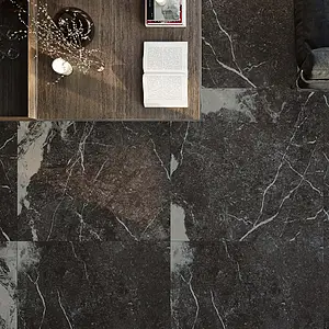 Background tile, Effect stone,other marbles, Color black, Glazed porcelain stoneware, 120x120 cm, Finish antislip