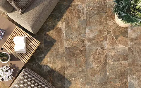 Bakgrundskakel, Textur sten,skiffer, Färg brun, Glaserad granitkeramik, 50x100 cm, Yta halksäker