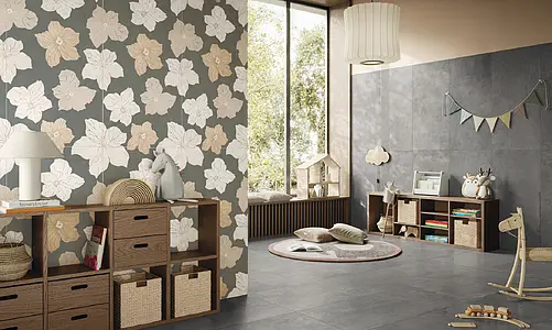 Background tile, Effect concrete, Color grey, Glazed porcelain stoneware, 60x120 cm, Finish antislip