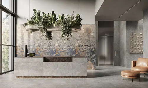 Background tile, Effect other stones, Color grey, Glazed porcelain stoneware, 60x120 cm, Finish semi-polished
