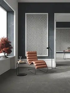 Grundflise, Effekt beton, Farve sort, Glaseret porcelænsstentøj, 120x120 cm, Overflade skridsikker