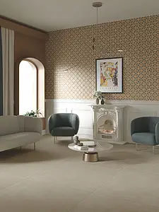 Grundflise, Effekt beton, Farve beige, Glaseret porcelænsstentøj, 120x120 cm, Overflade skridsikker