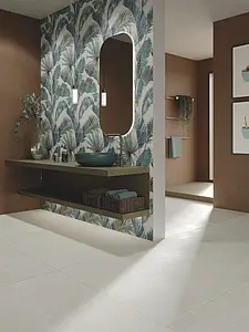 Grundflise, Effekt beton, Farve hvid, Glaseret porcelænsstentøj, 120x120 cm, Overflade skridsikker
