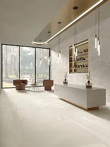 Background tile, Effect other stones, Color white, Glazed porcelain stoneware, 60x120 cm, Finish antislip