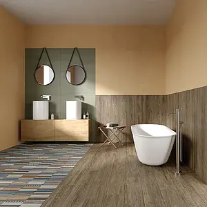 Background tile, Effect wood, Color multicolor, Style patchwork, Glazed porcelain stoneware, 20x120 cm, Finish antislip