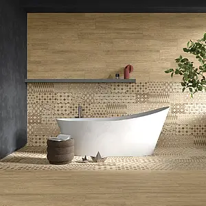 Background tile, Effect wood, Color beige, Glazed porcelain stoneware, 20x120 cm, Finish antislip