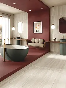 Background tile, Effect travertine, Color beige, Glazed porcelain stoneware, 60x120 cm, Finish antislip